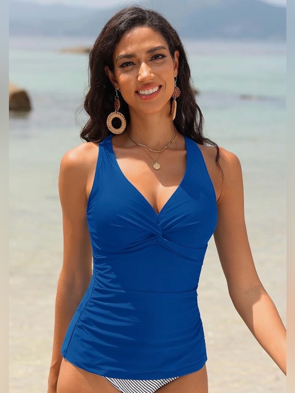 Classic Royal Blue V-Neck Twist-Front Top - Women